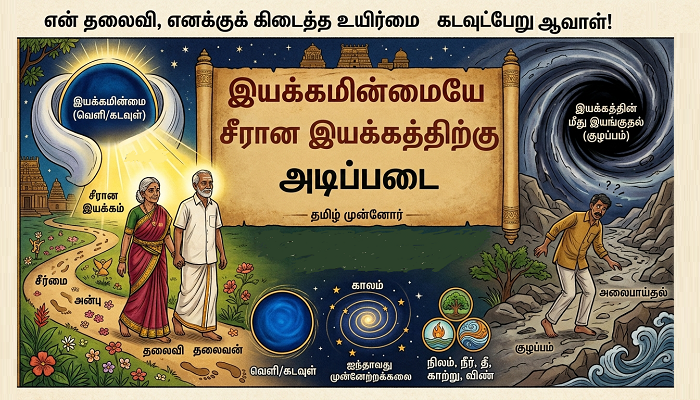 என்தலைவி, எனக்குக் கிடைத்த உயிர்மையும் கடவுள்பேறும் ஆவாள்! இயக்கமின்மையே சீரான இயக்கத்திற்கு அடிப்படை என்கிற புரிதல் வரிசையில்